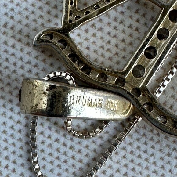 Sterling Silver Scales of Justice Pendant with Cubic Zirconia By Brumar 925 - Picture 4 of 8